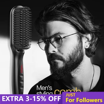 

Brush Hair Straightener Men Beard Straightener Beard Brush Hair Flat Iron Comb Hair Iron Straightening Electric Comb For Beard