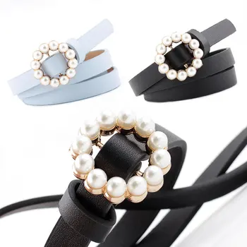 

New Women's Imitation Belt Korean Fashion Sweet Belt Pearl Buckle Decorative Belt Wholesale Women Manufacturers