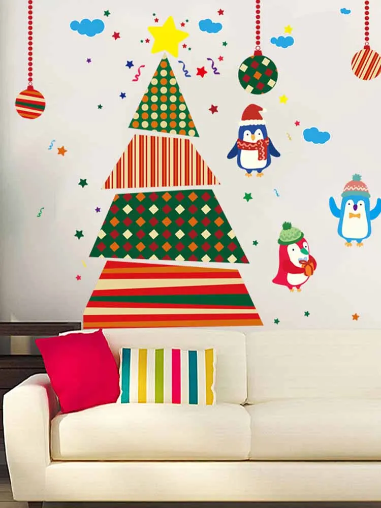 Christmas Decorations For Home New Year Living Room Glass Window Background Decorative Stickers