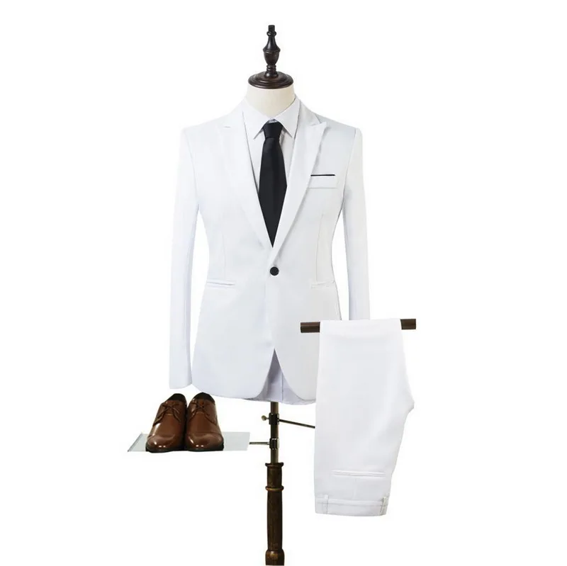 Laamei, новинка, 2 предмета, деловой блейзер+ брюки, мужской костюм, осенняя мода, однотонный Тонкий Свадебный комплект, Винтажный Классический мужской блейзер