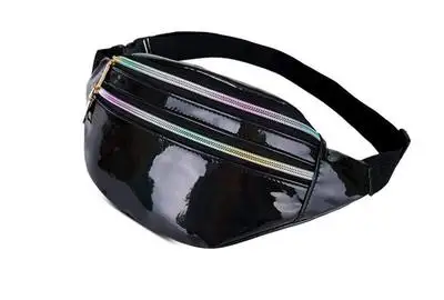 Голографические поясные сумки женские розовые серебряные поясные сумки Женская поясная сумка черные геометрические поясные сумки лазерная нагрудная сумка для телефона - Цвет: Laser black
