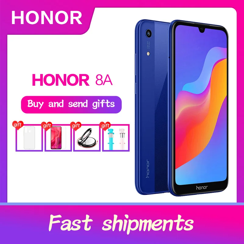 Honor Original 8A Восьмиядерный Android 9 0 6 09 &quotIPS 1560X720 3 Гб RAM 64 ROM Face ID слота 8.0MP + 13.0MP камера