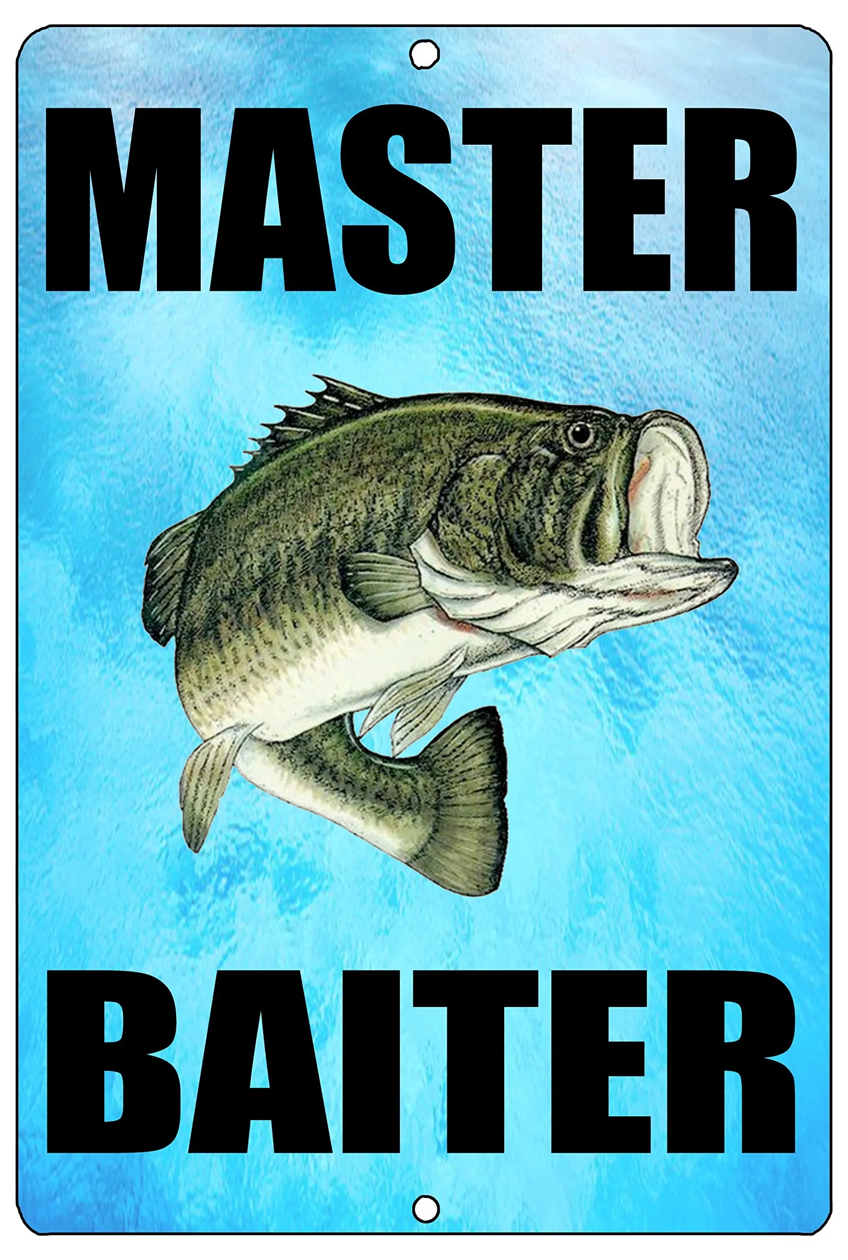 Funny Master Baiter Fishing Metal Tin Sign Wall Decor Bass Fish Man Cave Bar | Дом и сад