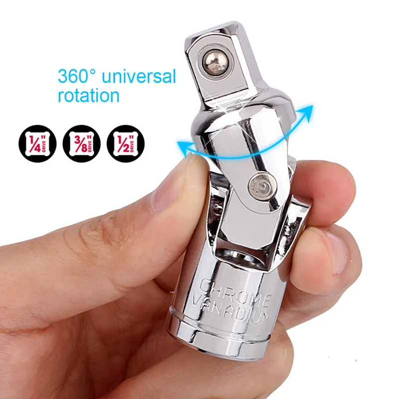 

3Pcs/Set 1/4" 3/8" 1/2"Universal Joint Set Drive Durable Socket Adapter Extension Torque Wrench U-joint Kit Tools