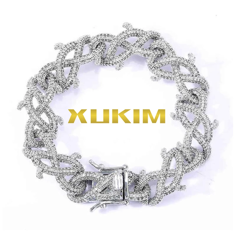 BH318 Xukim ювелирное изделие, цепочка в стиле хип-хоп из леденцовых золотых шипов, кубинская цепочка-браслет