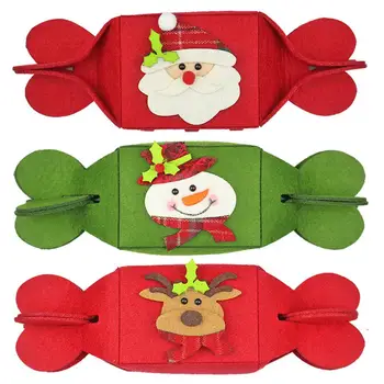 

2020 New Christmas Folding Candy Gift Bags 3 Patterns Multi-use Felt Fabric Candy Bag Non-Woven Pouch For Christmas Decorations