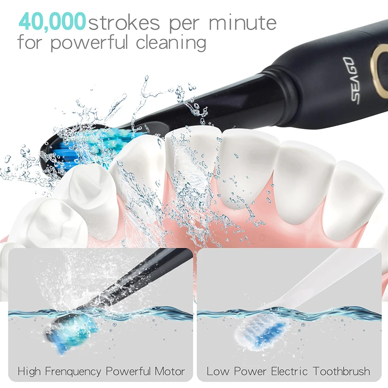 Seago SG-507 Sonic Electric Toothbrush USB Rechargeable Five Working Modes Fully Waterproof Replacement Brush Heads Teeth Brush Seago SG-507 Sonic Electric Toothbrush USB Rechargeable Five Working Modes Fully Waterproof Replacement Brush Heads Teeth Brush