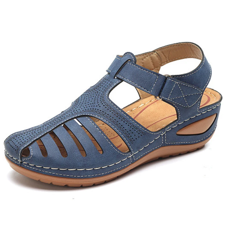 

Woman 2020 Summer Leather Vintage Sandals Buckle Casual Sewing Women Retro Sandalias Female Ladies Platform Shoes 36-46