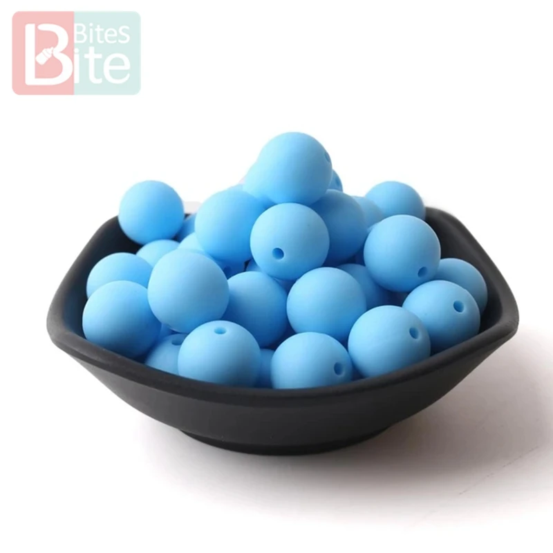 sky blue Кусачки 50 шт. силиконовые бусины 12 мм Экологичное Сенсорное ожерелье-прорезыватель пищевого класса Мама Кормящих DIY Ювелирные изделия Детские трофеи игрушки - Цвет: sky blue
