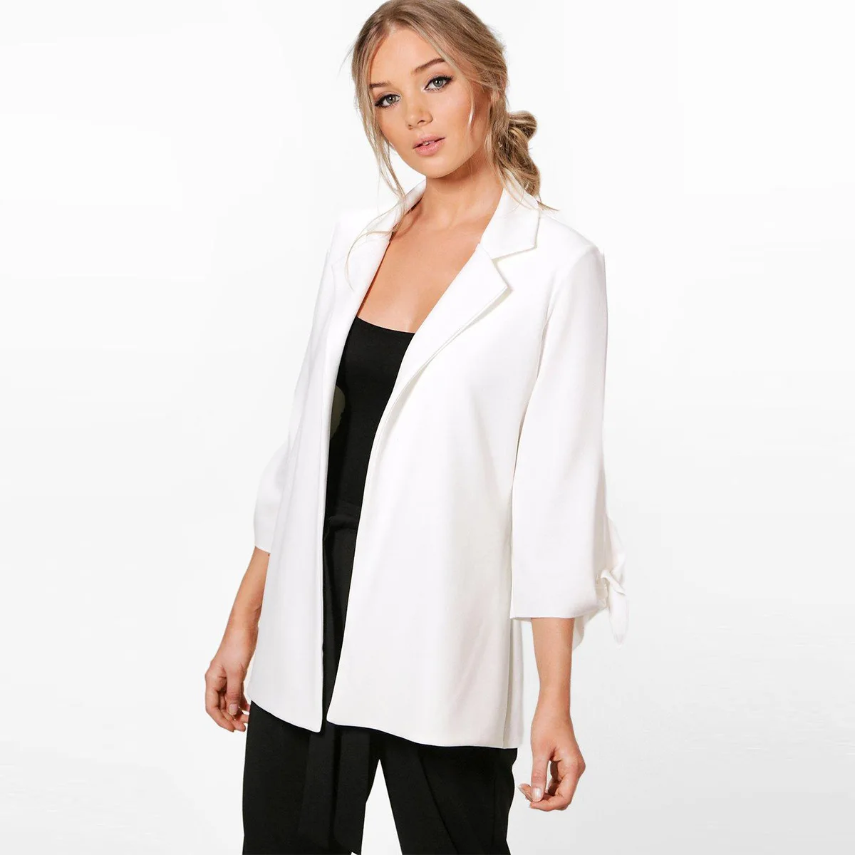 

2019 Hot Selling Europe And America Fashion Commuting Sleeve Lace-up xi zhuang ban Slim Fit Coat