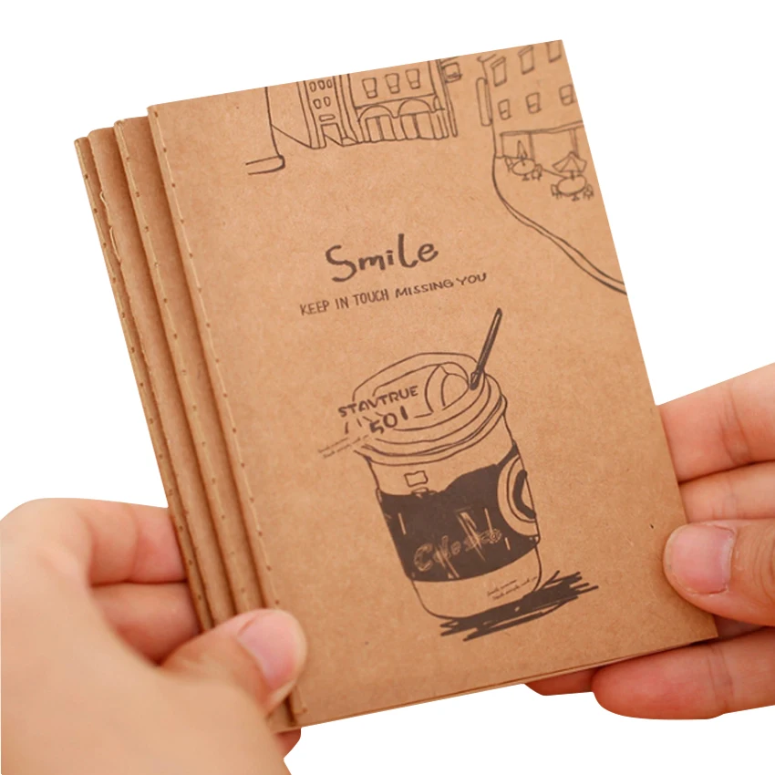 

40packs/lot Cowhide Korean Retro Exercise Book Student Cute Soft Face Copy Small Book Cartoon Bullet Journal Notebook