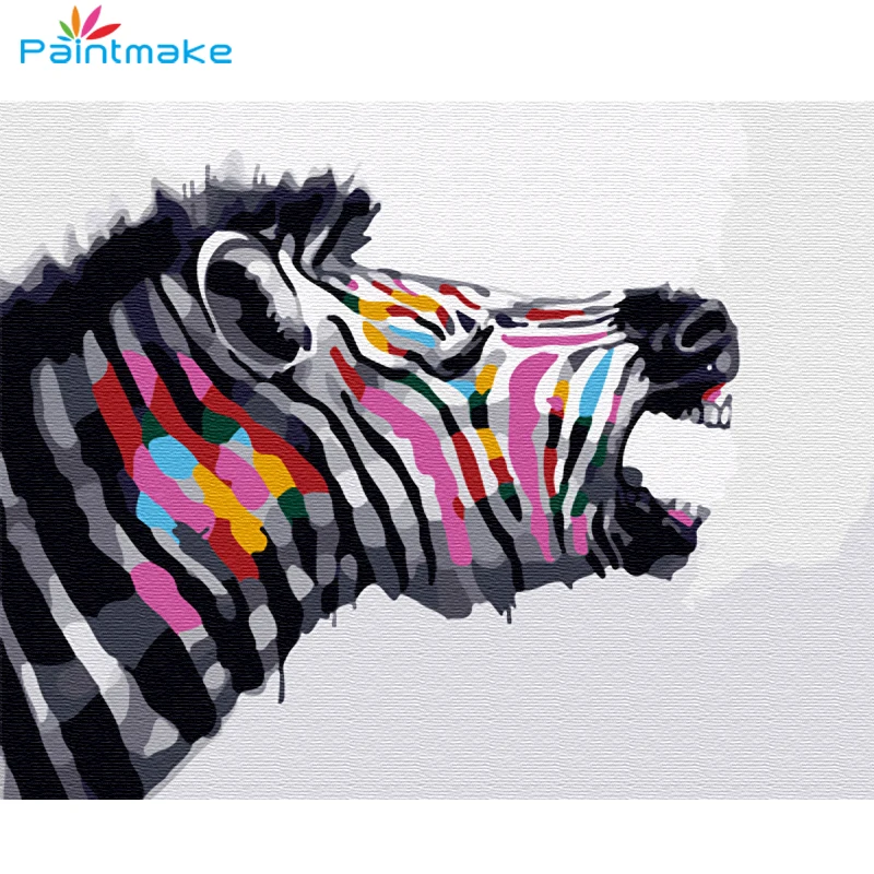 PAINTMAKE DIY живопись животными по номерам Зебра масло ручная роспись на холсте