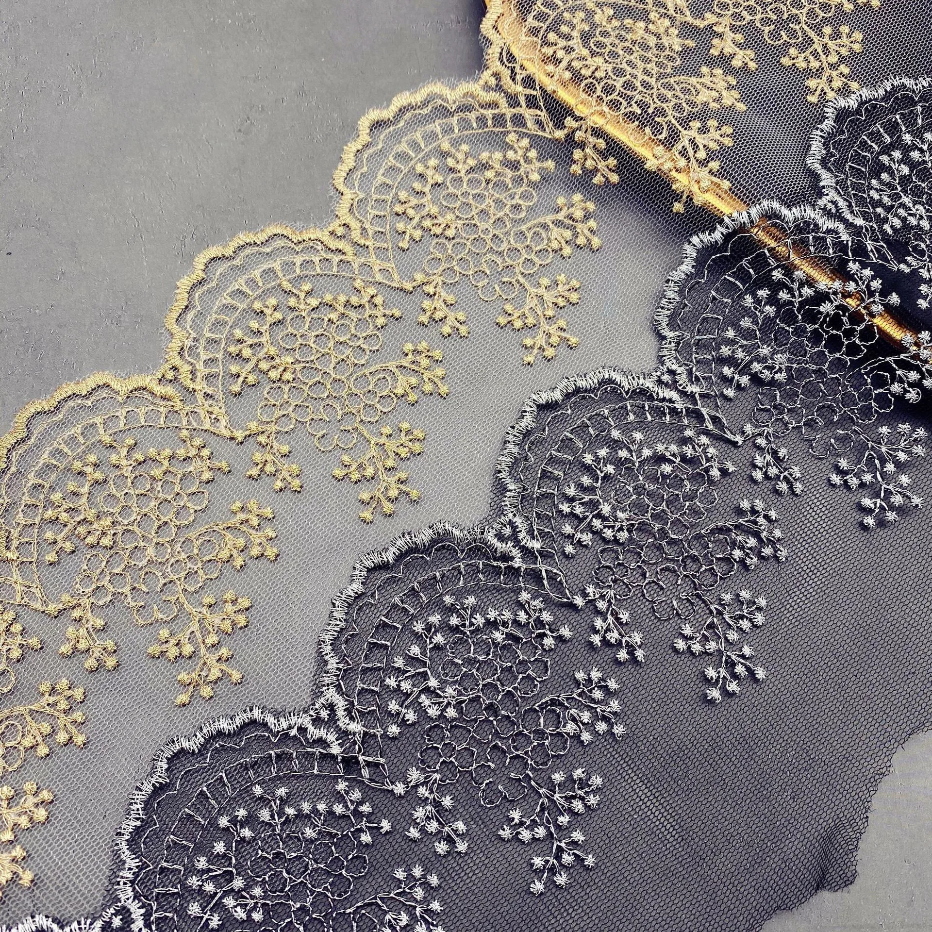

Gold lace Mesh embroidery lace DIYFabrics Bride Wedding Dress lace Curtain Accessories Polyester Lace Trim DIY Craft Accessories