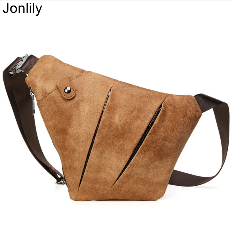 Jonlily, мужские сумки на плечо из натуральной кожи, Мужская модная сумка через плечо, сумка-рюкзак, сумка с защитой от кражи, сумка на грудь, светильник для подростков, кошелек-KG346