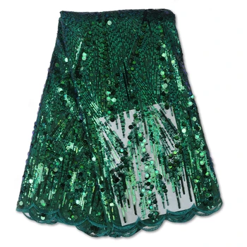 

African Lace Fabric 2020 High Quality Lace Material French Mesh Lace Fabric Nigerian Sequins Lace Fabrics For Dress YA3468B-5