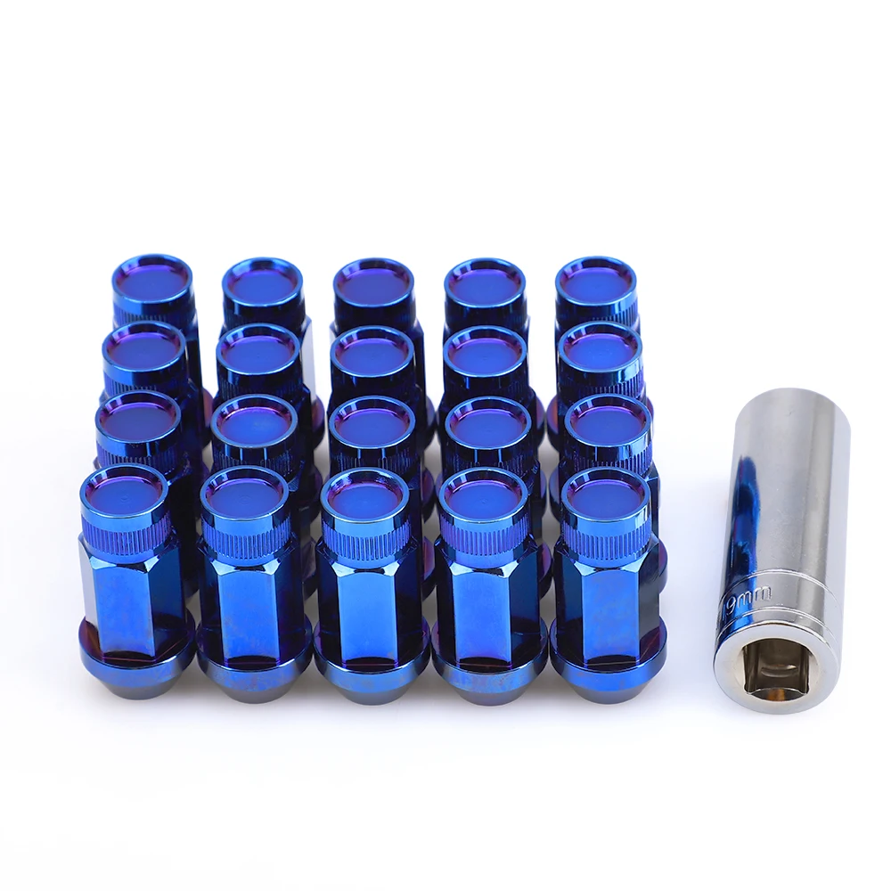 20 шт Bluing цвет M12 * 1 5 рифлёные гайки аксессуары JDM длина 50 мм 7075 T6 Алюминиевый