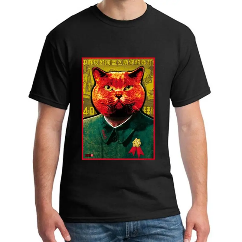

Funny 02 Cat Mao Miao Zedong Tse Tung Tsetung Portrait tshirt s-5xl Famous Comics Harajuku mens t shirt tee clothing Normal