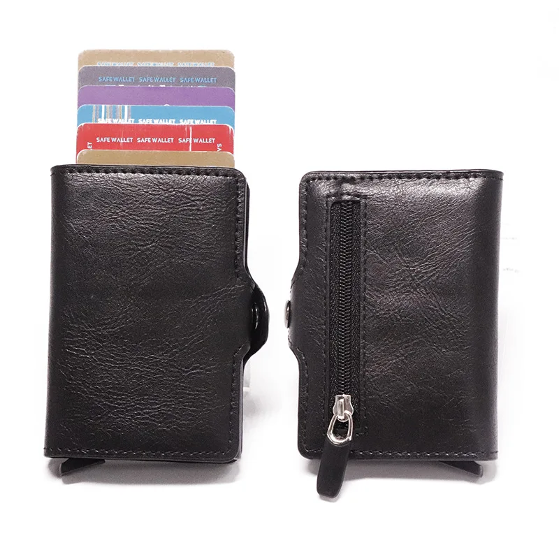 

New Metal Credit Card Holder Single Box Card Case Women and Men RFID Wallets Fashion PU Leather Business ID Holder