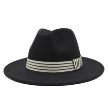 Простые широкие полями осенние женские модные джаз шляпа зимний модный шерстяной фетровая шляпа для женщин Chapeau Femme черные шляпы для мужчин