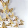 12Pcs 3D Wall Stickers Hollow Rose gold/Golden/Silver Butterfly Wall Stickers DIY Art Home Decor Wall Decals Wedding decoration 6