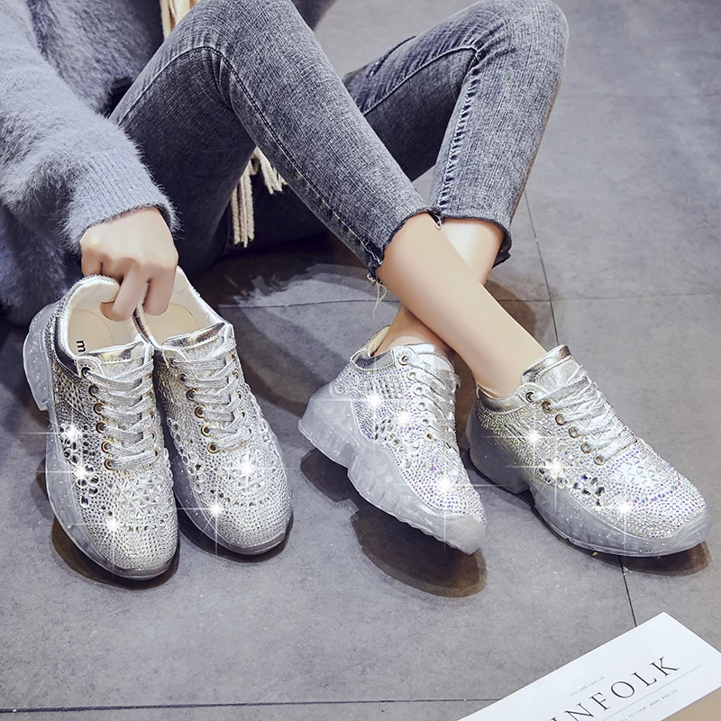 

2020 New Brand Women Shoes for Party Bling Womens Sneakers Anti Slip Jogging Walking Casual Shoes Ladies Breahtable Footwear