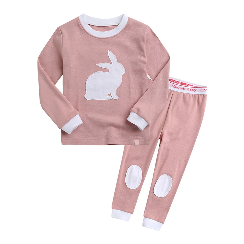 Пижамные штаны с рисунком кролика и Луны мягкие пижамы для маленьких девочек, пижамный комплект, Детская Пижама для девочки, одежда зимняя одежда для маленьких девочек