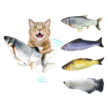 

30cm Moving Fish Electric Toy For Cat USB Charger Interactive Cat Chew Bite Toys Catnip Supplies Kitten Fish Flop Cat Gifts Toy