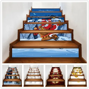 

Happy Santa Claus Stair Stickers Decals Vinyl Staircase Wallpaper DIY Self-Adhesive Christmas Stairway Mural Home Decor Design