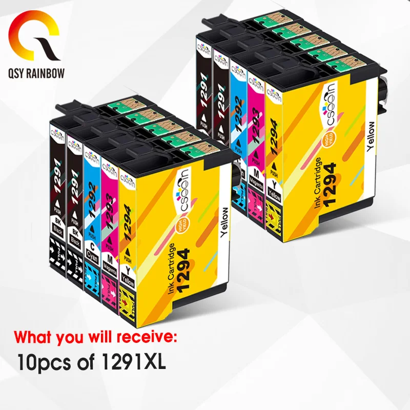 

CMYK SUPPLIES 10PK FULL NEW CHIP Cartridge for Epson T1291 T 1291 1292 1293 1294 Ink Cartridge for Stylus SX420W SX425W SX525W