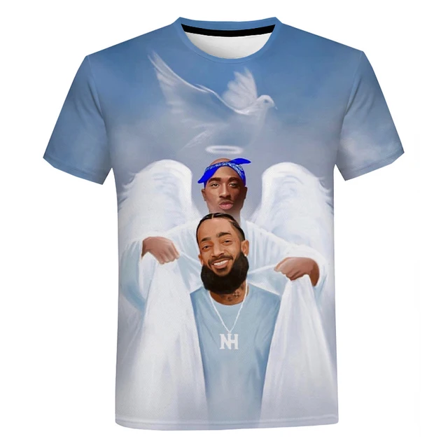 2Pac & Nipsey Hussle 3D Print T Shirt Men Women Summer Fashion Casual T-shirt Rapper Tupac Streetwear Hip Hop T Shirt Tee Tops