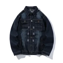 Хорошая Мужская Поп джинсовая куртка пальто стоячий воротник уличная Осенняя теплая ветровка куртки вымытые Джинсовая Верхняя одежда с длинным рукавом