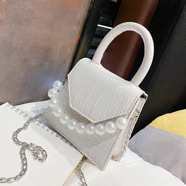 Pearl Handle Super mini Design PU Leather Shoulder Bags