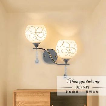 

Modern simple crystal single head double head wall lamp creative living room bedroom bedside glass wall lamp engineering lamp