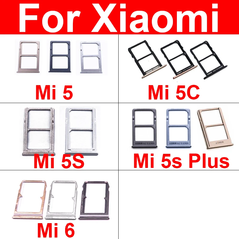 

SIM Card Tray Holder For Xiaomi Mi 6 5 5C 5S Plus Sim Reader Card Slot Socket Adapters Cell Phone Replacement Repair Parts