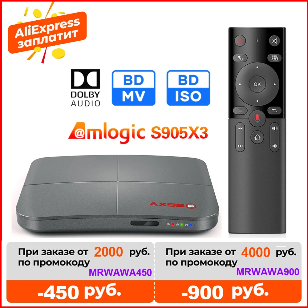2020 AX95 DB TV Box Support Dolby Android 9.0 Amlogic S905X3 MV BD ISO Dual Wifi 4K Google Player Youtube Smart TV Set Top BOX