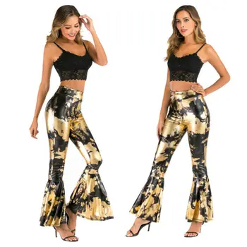 

Valentine's Day Gift Fishtail Long Pants Women's High Waist Flare Pants Ladies New Design Skinny Loose Ruffle Trousers Plus Size