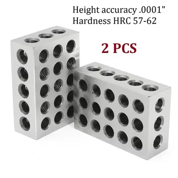 

2Pcs Blocks Hardened Steel 1-2-3 Blocks 0.0001" Matched Machinist 123 Milling Tool 23 Holes