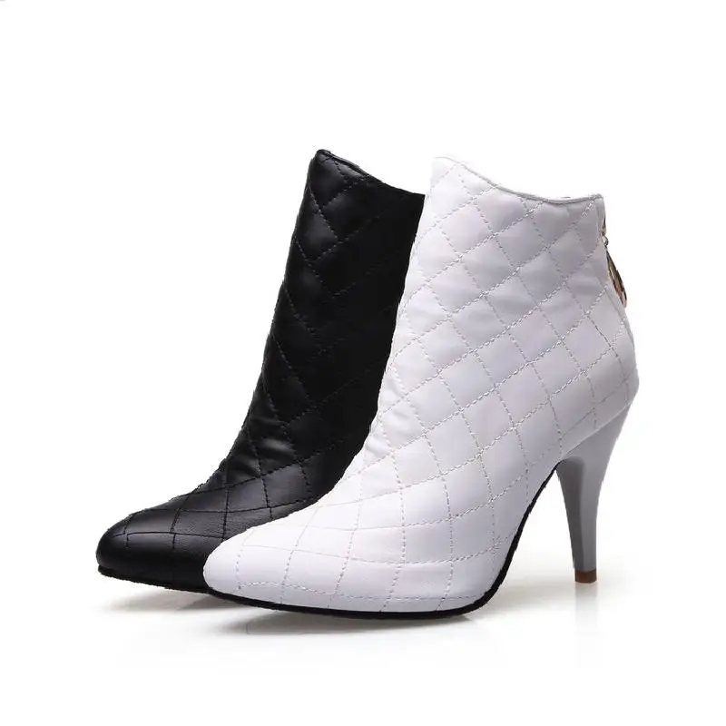

2019 winter fashion ladies short boots stiletto high heel simple 32-48 size code custom zipper
