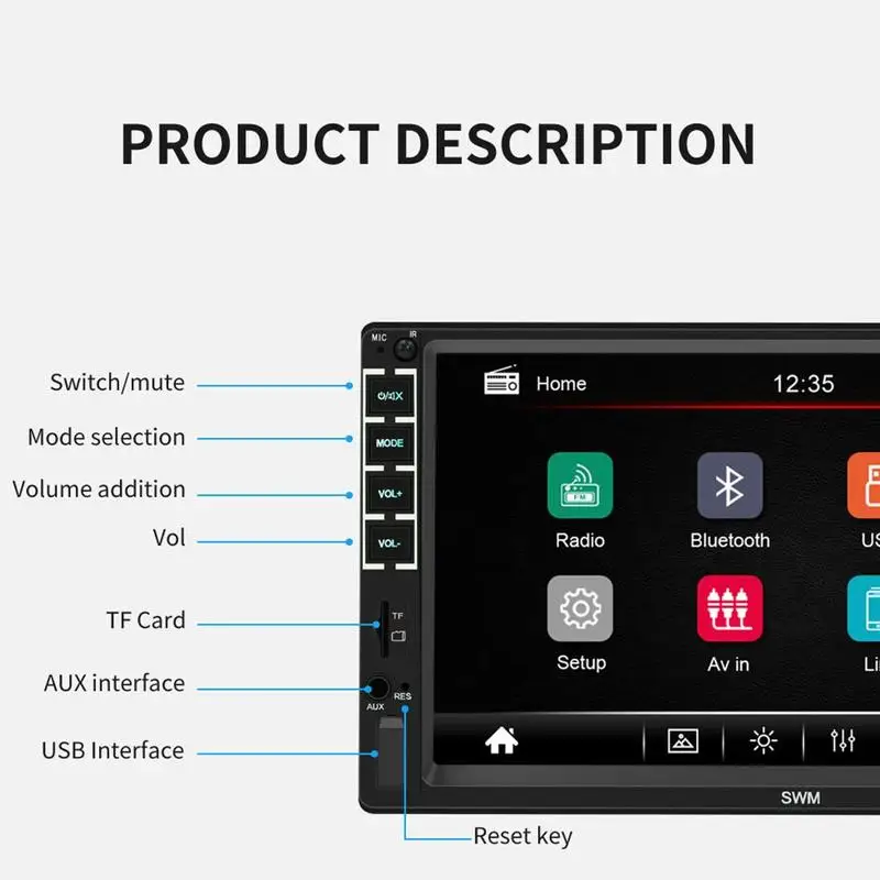 2 din автомагнитола XR MirrorLink для IOS экран цифровой дисплей " HD плеер MP5 Bluetooth Мультимедиа USB 2din Авторадио