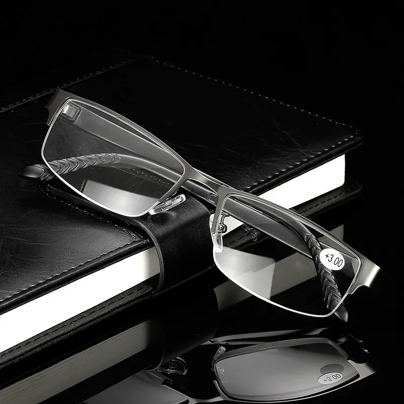 

Blue Film Resin Reading Glasses Men Women Metal Frame Hyperopia Eyeglasses +1.0 1.52.02.5 3.0 3.5 4.0 Diopter Z288