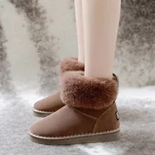 Новинка; женская обувь на плоской подошве; зимние ботинки; ботинки на меху; теплая зимняя обувь; женская обувь из овечьей кожи с круглым носком