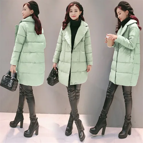 

Slim Fit Slimming Elegant Casual Fashion Solid Color Loose-Fit Trend Mid-length Cotton Coat 2019 Winter New Style