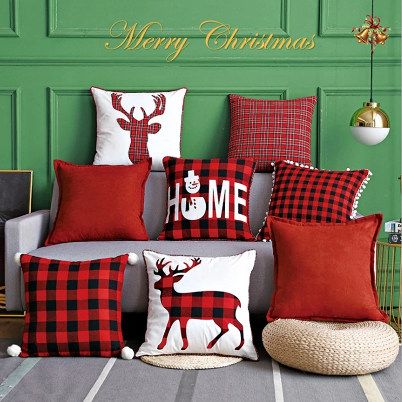 

Elk Laser patch Cushion Cover Christmas Pillow Cover Cases 45x45cm Home Decor Cushion Covers for Christmas festival
