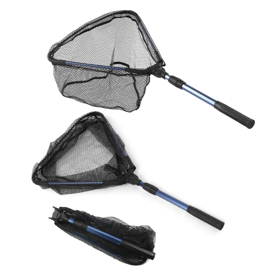 Carp Fishing Tool Fish Landing Net Collapsible Telescopic Aluminum Pole Handle Safe Fish Catching Releasing Fishing Net - Цвет: Синий