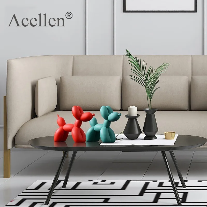 Matte Balloon Dog Statue Resin Sculpture Home Decor Modern Nordic Home Decoration Accessories for Living Room Animal Figures