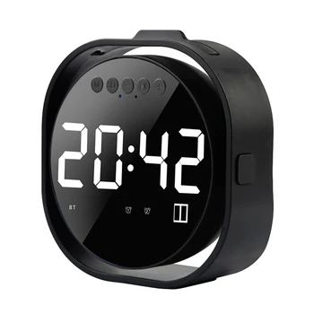 

Wireless Bluetooth 4.2 Speaker FM Radio LED Mirror Screen Clock USB Rechargeable Music Player With Mic Support U-disk TF Card