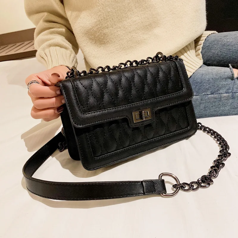 

2019 New Style Classic Rhombus Square Sling Bag Lock Three Compartment Shoulder Oblique WOMEN'S Bag