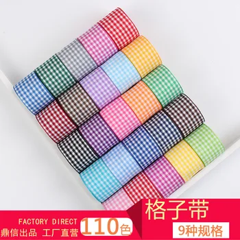 

Artificial Silk Roses color belt Scottish black and white red check belt DIY hand bow ribbon gift packaging ribbon