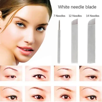 

200Pcs 12 Flex Microblading Needles Permenent Makeup Pins 14 Tattoo Needle 7R Lamina Agulhas Tebori Blade for Manual Eyebrow Pen