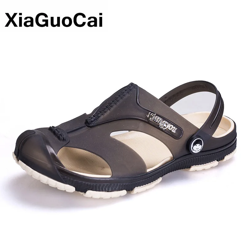 Summer Men Sandals Clogs Big Size Male Beach Shoes Outdoor Garden Shoes Slipon Plastic Slippers Fashion Wading Flip Flops 2020